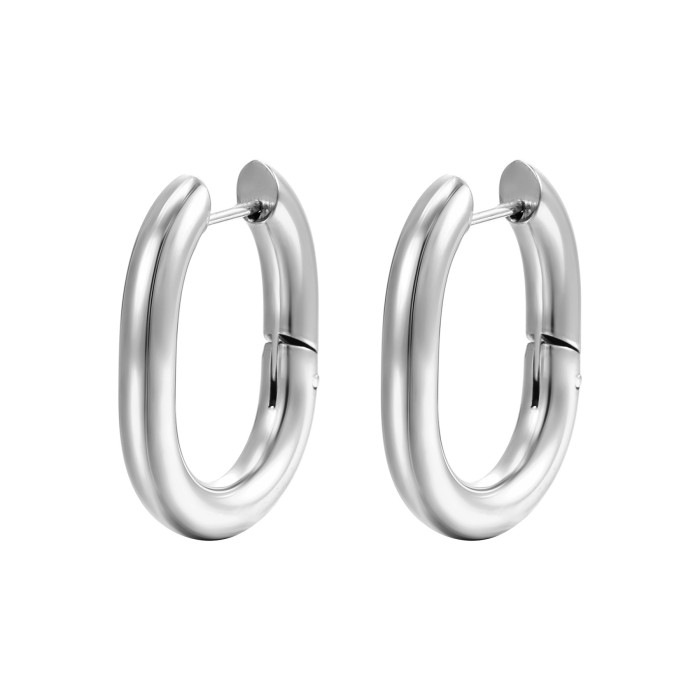 Style Simple Titanium Steel Earrings 14K Gold Plated Stainless Steel Gold Hoop Earring Clip Women's Jewelry