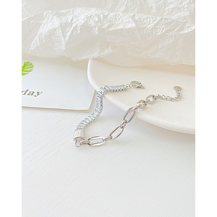 Lock Shaped Zircon Inlaid Bracelet Women'S Stainless Steel Chain Italian Bracelet Jewelry Fashion Exquisite Birthday Gift 1321