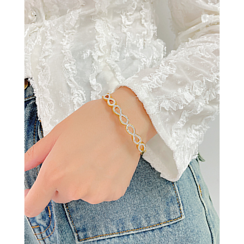 Rose Gold Romantic  Bowknot Clear Zircon Infinity Bangles Bracelets for Women Luxury Jewelry Gift