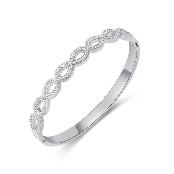 Rose Gold Romantic  Bowknot Clear Zircon Infinity Bangles Bracelets for Women Luxury Jewelry Gift