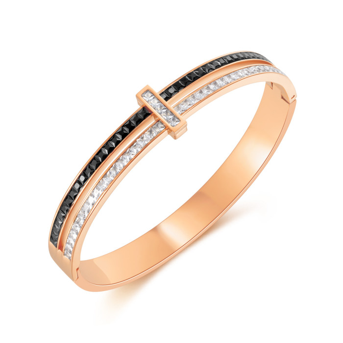 New Arrival Double Layer  Bangles Copper Zircon Gold Bracelets Bangles Jewelry