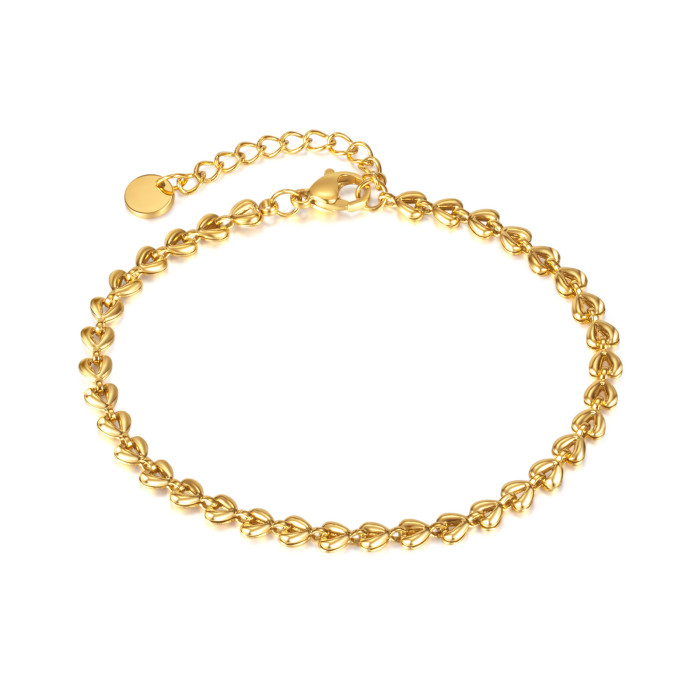 Fashion Jewelry Hollow Love Heart Chain Bracelet for Women Girls Lady Birthday Present