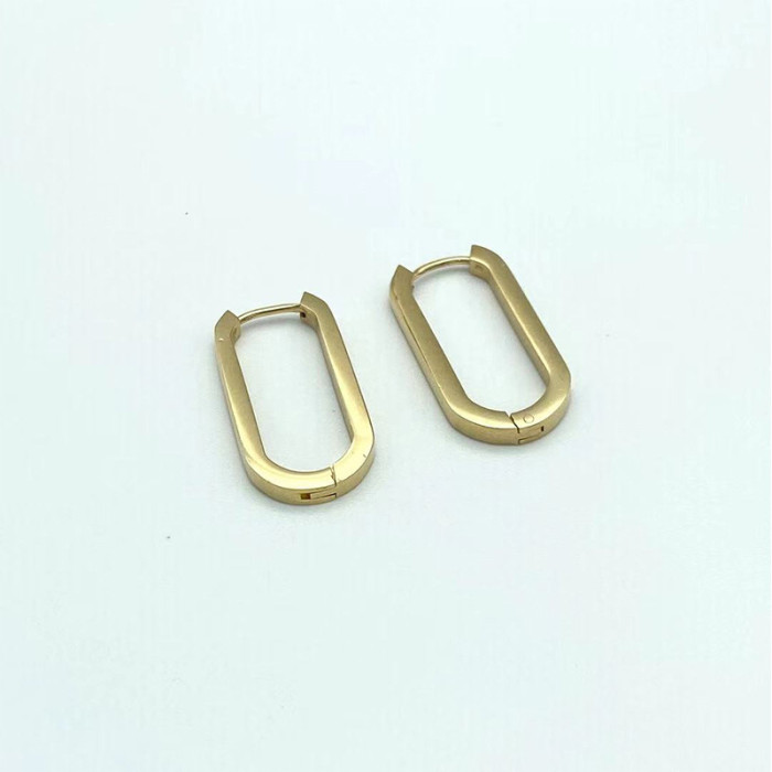 Ins Korean Style Geometric Titanium Steel Fashion Earrings Simple Women's Temperament  Hoop Earrings