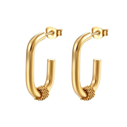 INS Style Fashion Stainless Steel Oval Earrings Simple Trend 18K Women's Titanium Steel Hoop Earring Ornament