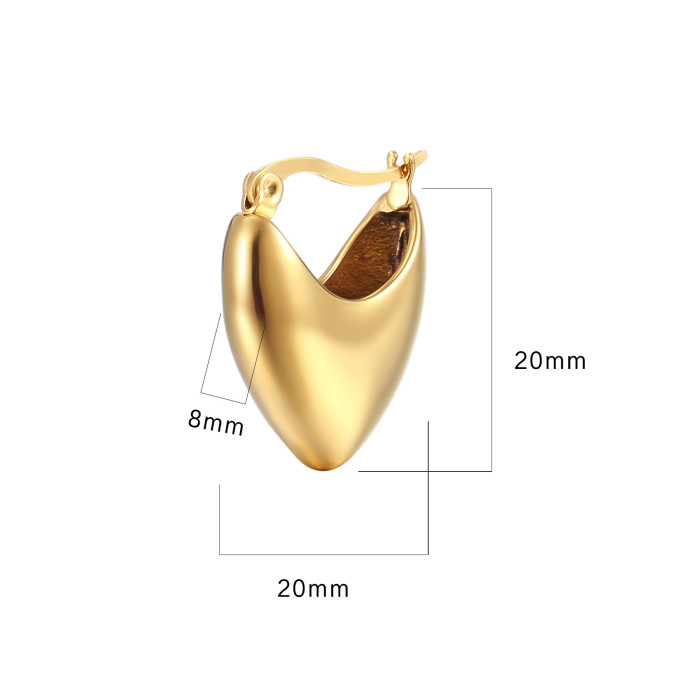 Women's Titanium Steel Irregular Earrings 18K Real Gold Trendy Stainless Steel Delicate Heart Ear Clips Hoop Earrings