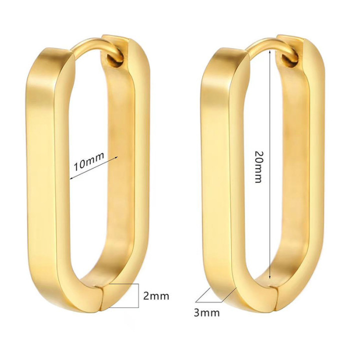 Ins Korean Style Geometric Titanium Steel Fashion Earrings Simple Women's Temperament  Hoop Earrings