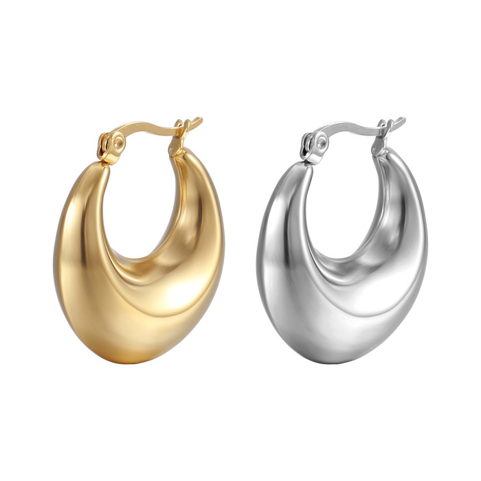 INS Style Fashion Titanium Steel Women's Hollow Earrings Stainless Steel 18K Trendy Hoop Earring