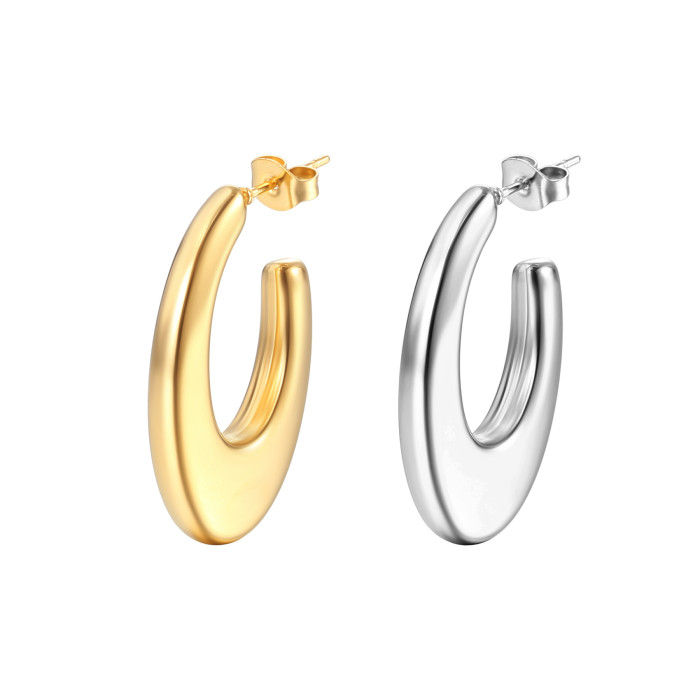 INS Style Hollow Stainless Steel Earrings Simple Fashion Titanium Steel Women's Elegant Hoop Drop Earrings
