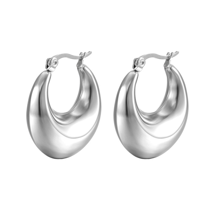 INS Style Fashion Titanium Steel Women's Hollow Earrings Stainless Steel 18K Trendy Hoop Earring