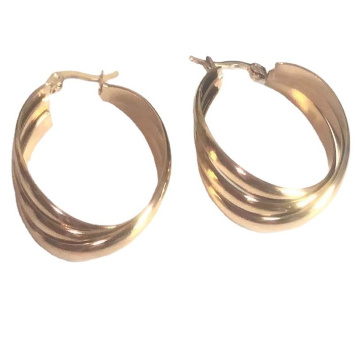 Stylish Round Multi-Layer Gold Earrings Trendy Women's Titanium Steel Hoop Earring
