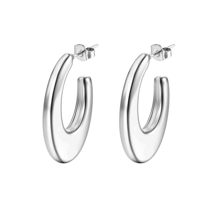 INS Style Hollow Stainless Steel Earrings Simple Fashion Titanium Steel Women's Elegant Hoop Drop Earrings