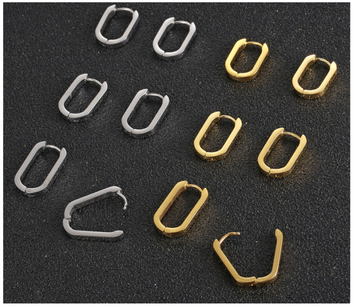 Ins Korean Style Geometric Titanium Steel Fashion Earrings Simple Women's Temperament  Hoop Earrings