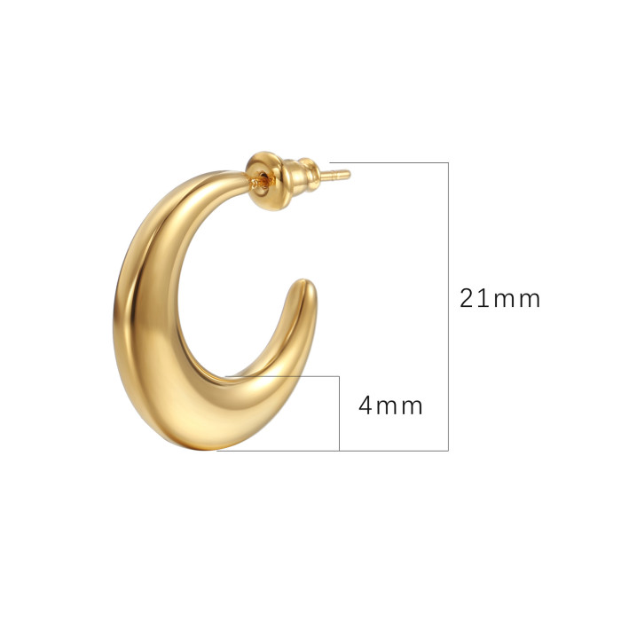 Women's Stainless Steel Crescent Glossy Earrings Ins Simple Exquisite 18K Titanium Steel  Hoop Earrings