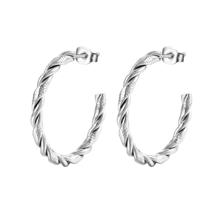 INS Style  Fashion C Shaped Stainless Steel Earrings Trendy Multi-Strand Twisted Women's Round Titanium Steel Hoop Earrings