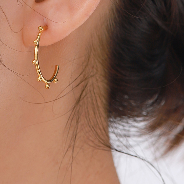 INS  Style Titanium Steel Earrings Women's Fashion 18K Gold Stainless Steel Hoop Earrings Jewelry
