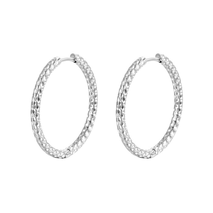 INS Fashion Starry Titanium Steel Round Women's 18K Ear Clip Simple Style Stainless Steel Hoop Earrings