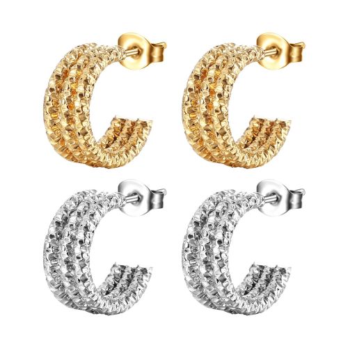 2023 Women's Fashion Titanium Steel Gold Multi-Layer C-Shaped Earrings Trend Ing Style Stainless Steel Studs Hoop Earring
