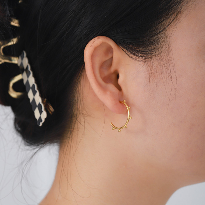 INS  Style Titanium Steel Earrings Women's Fashion 18K Gold Stainless Steel Hoop Earrings Jewelry