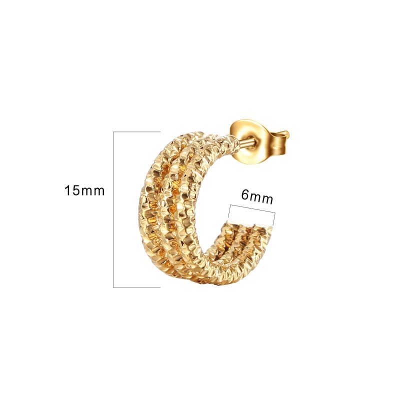 2023 Women's Fashion Titanium Steel Gold Multi-Layer C-Shaped Earrings Trend Ing Style Stainless Steel Studs Hoop Earring