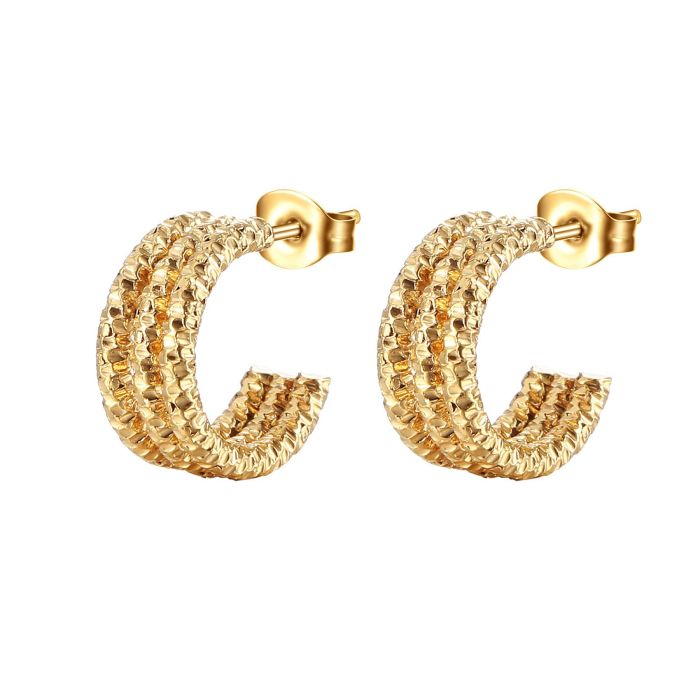 2023 Women's Fashion Titanium Steel Gold Multi-Layer C-Shaped Earrings Trend Ing Style Stainless Steel Studs Hoop Earring