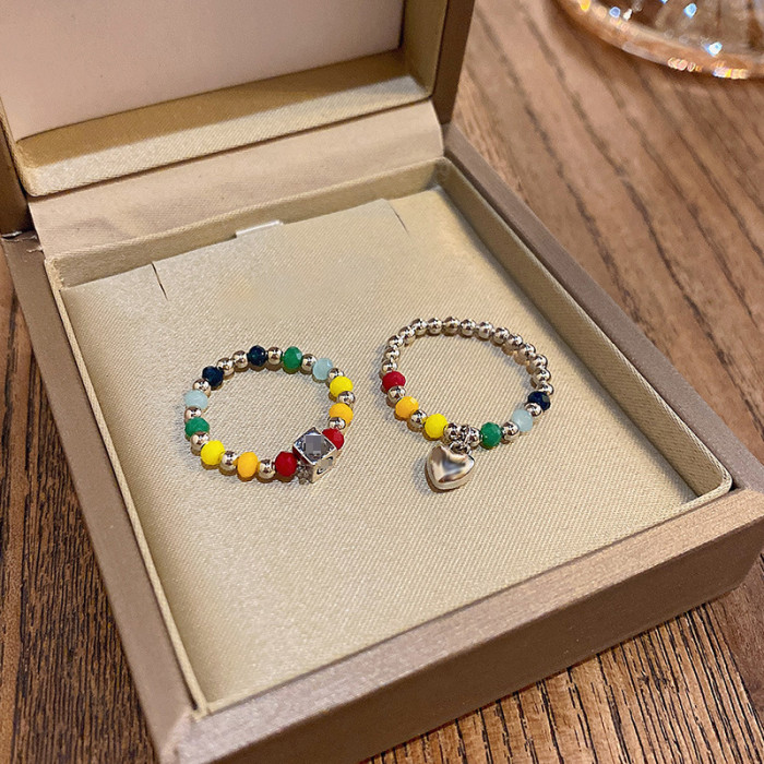 Korean Colorful Bohemia Small Flower Ring Handmade Multi Beaded Rice Beads For Women Beach Jewelry Gifts