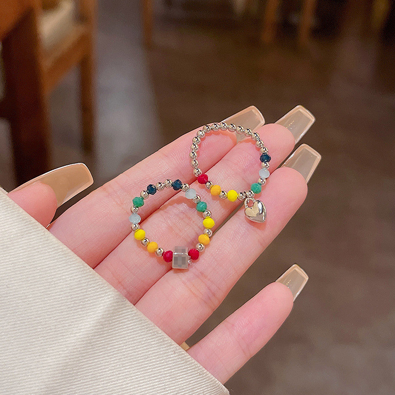 Korean Colorful Bohemia Small Flower Ring Handmade Multi Beaded Rice Beads For Women Beach Jewelry Gifts