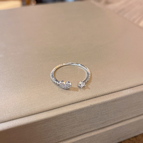 Luxury Pearl Zircon Heart Rings for Women Open Stainless Steel Imitation Pearls Aesthetic Wedding Jewelry