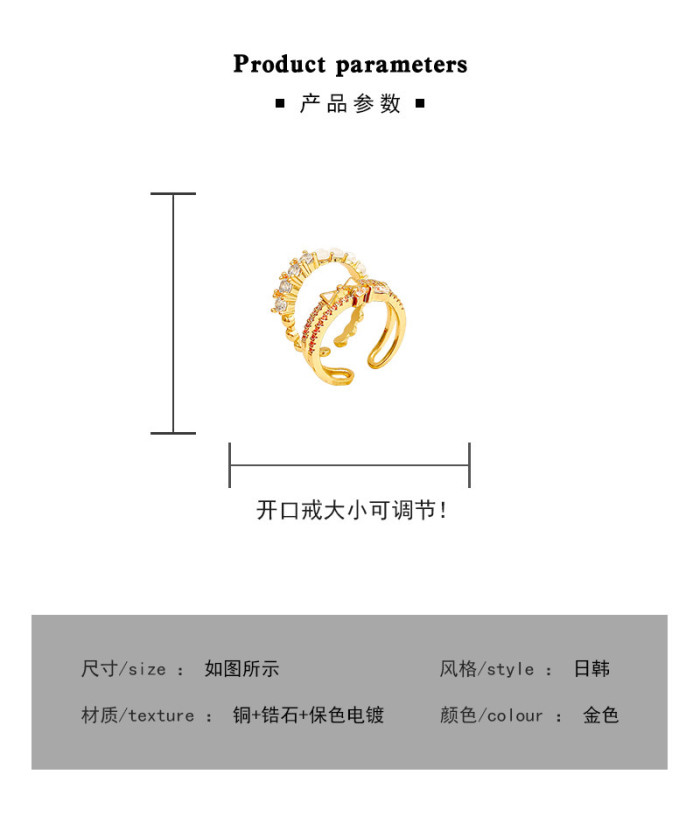New Design Light Luxury Zircon Opal Flower Rings for Women Korean Super Fairy Opening Ring Elegant Fashion Jewelry