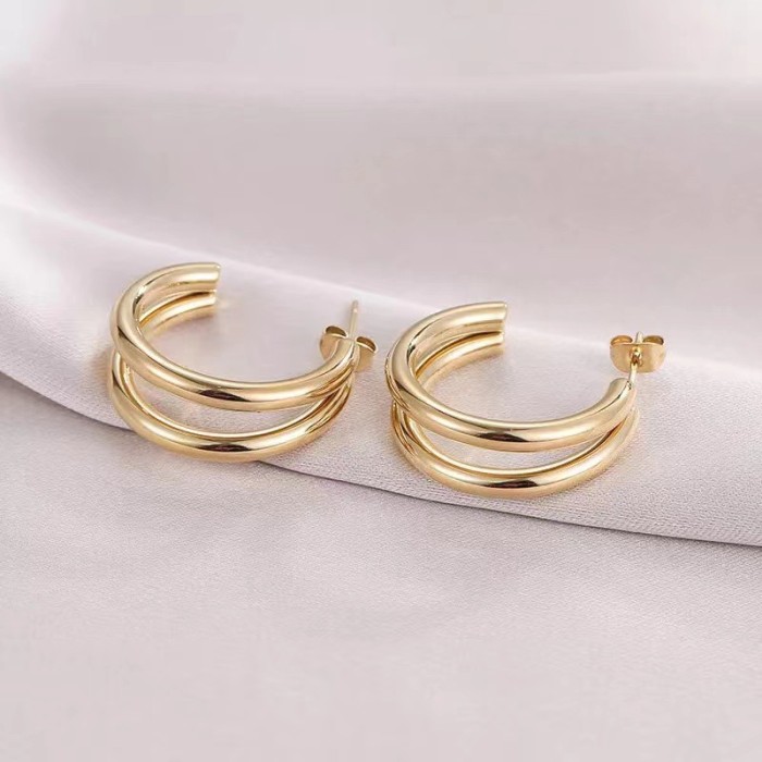 INS Elegant Earrings Luxury  Titanium Steel Ear Clip Geometric Fashion Trendy Stainless Steel Women's Hoop Earring