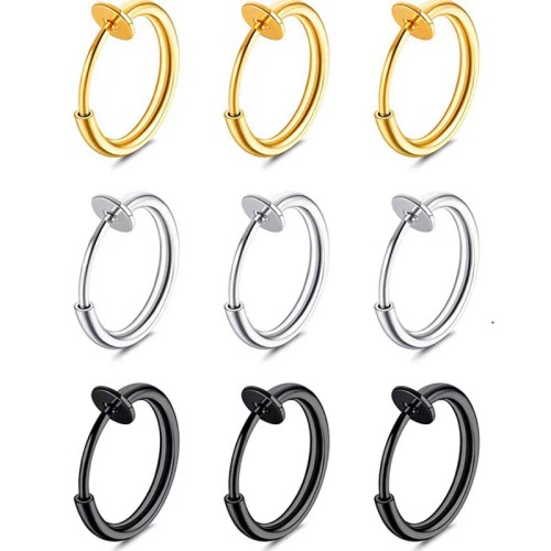 Wholesale Trendy Stainless Steel Ear Cliip Hole-Free Simple Style Titanium Steel Spring Ear Clip Hoop Earrings