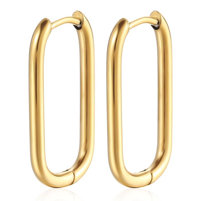 Stainless Steel Ear Clip Fashion Titanium Steel Gold Earrings Geometric Hoop Earrings for Women