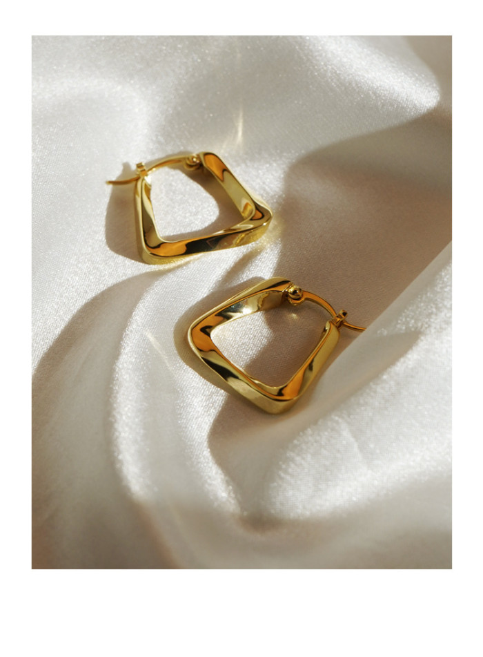 INS Elegant Titanium Steel Earrings Mild Luxury Retro Triangle Earrings Creative Sense Smart Trend Irregular Hoop Earrings