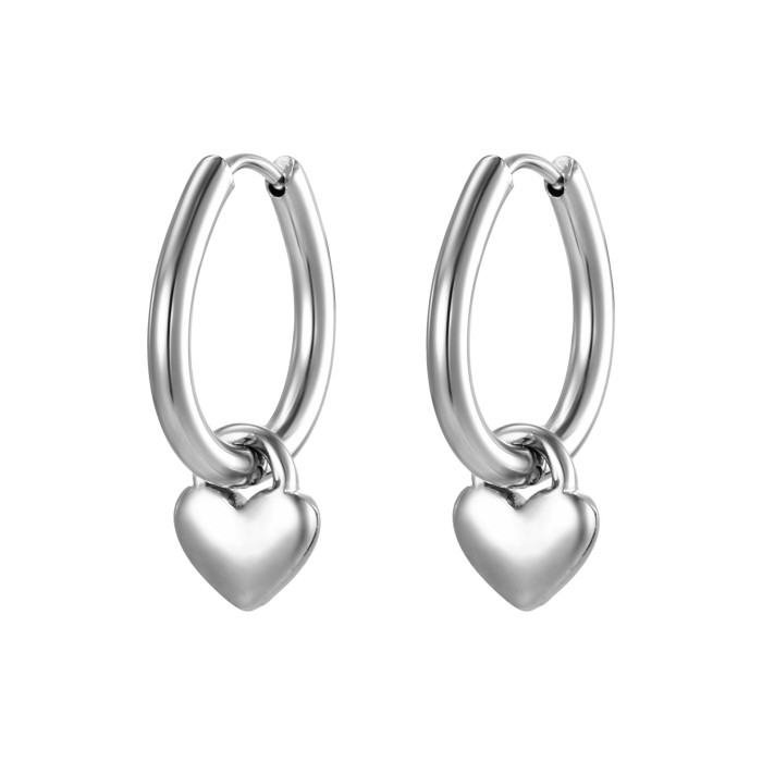 Fashion Personality Titanium Steel Water Drop Peach Heart  Ear Clip Trendy Mamba Snake Pendant Stainless Steel Drop Earrings