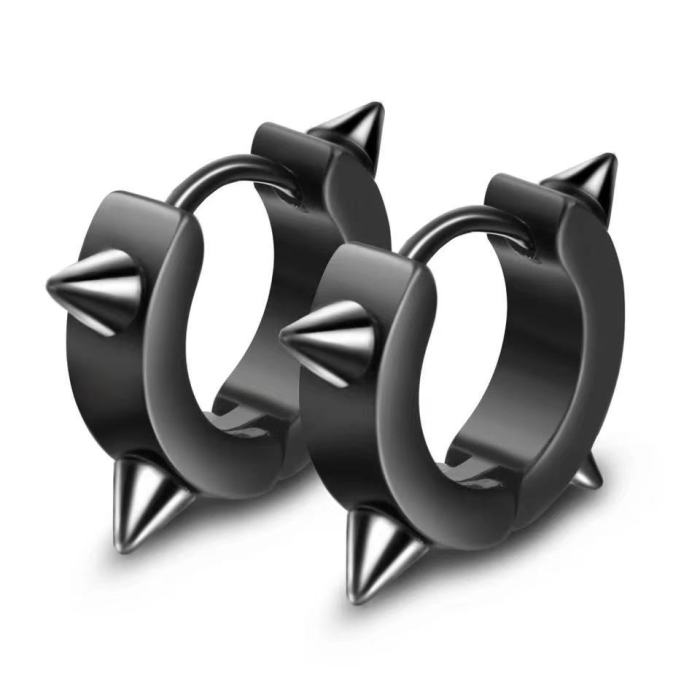 Black Series Punk Titanium Steel Ear Clips Non-Piercing Earrings Men's WomenFashion Korean Hoop Earrings