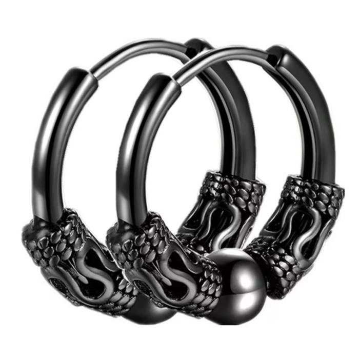 Stainless Steel Dragon Pattern Totem Ear Clip Trendy Unique Men's Titanium Steel Ear Clips hoop Earrings