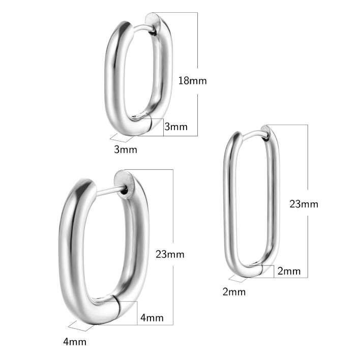 Stainless Steel Ear Clip Fashion Titanium Steel Gold Earrings Geometric Hoop Earrings for Women