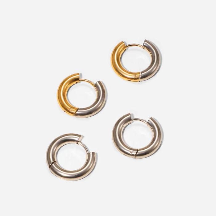 INS Style Titanium Steel Earrings Simple Fashion Unisex Gold Earrings Circle Gold Stainless Steel Hoop Earrings