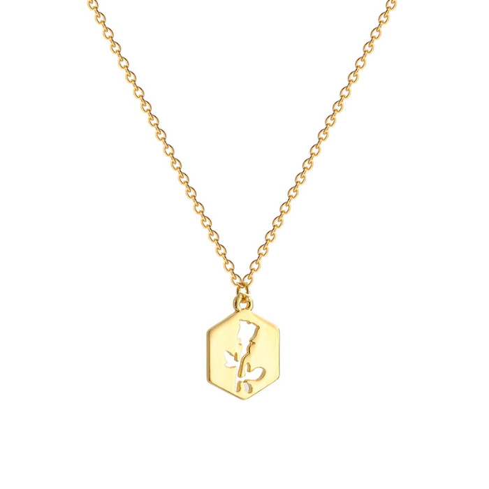Personalized Handmade Choker Hexagonal Hollow Rose Necklace  Jewelry Women Gift