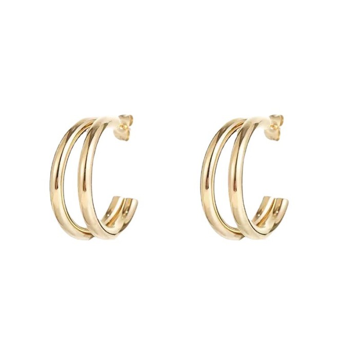 INS Elegant Earrings Luxury  Titanium Steel Ear Clip Geometric Fashion Trendy Stainless Steel Women's Hoop Earring