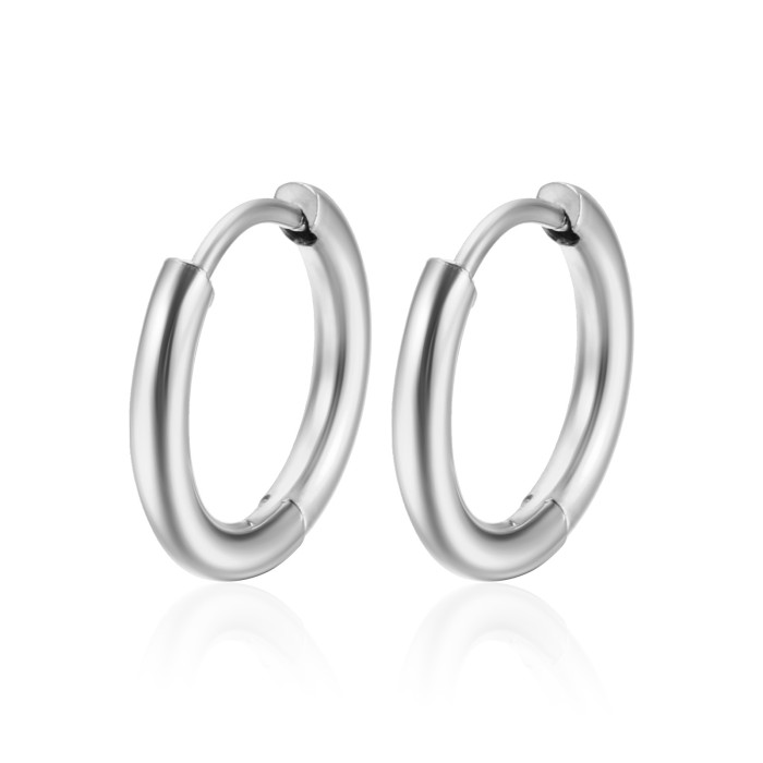 High Quality Titanium Steel Ear Clip ColorfastSimple Temperament Round Stainless Steel Ear Buckle Hoop Earring Men Women