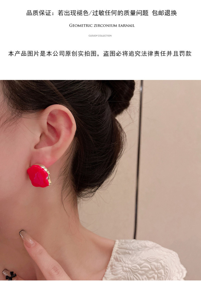 New Cute Irregular Geometric Drip Oil Enamel Zircon Earrings Colorful Beans Metal Stud Trendy Girl’s Jewelry Gifts