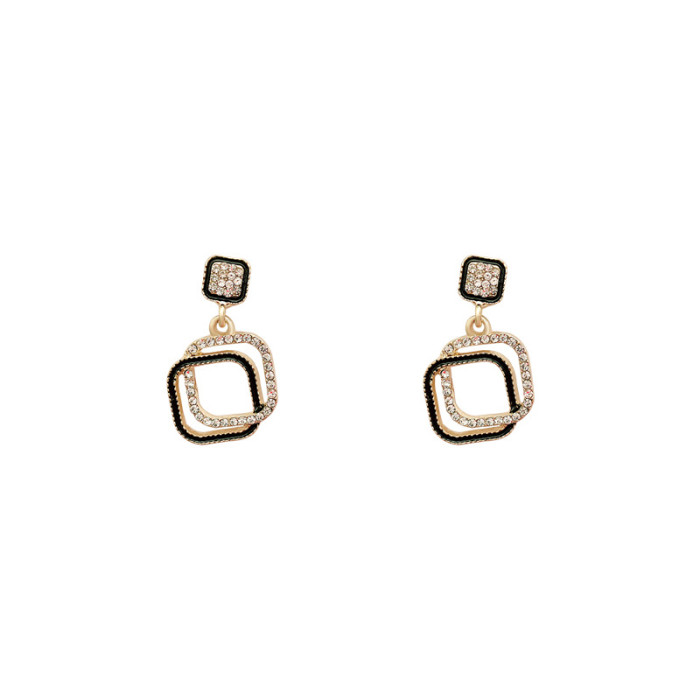 Exaggerated Hollow Geometric Metal Double Rhombus Square Drop Earrings for Women Fashion Long Brincos Wedding Party Jewelry Gift