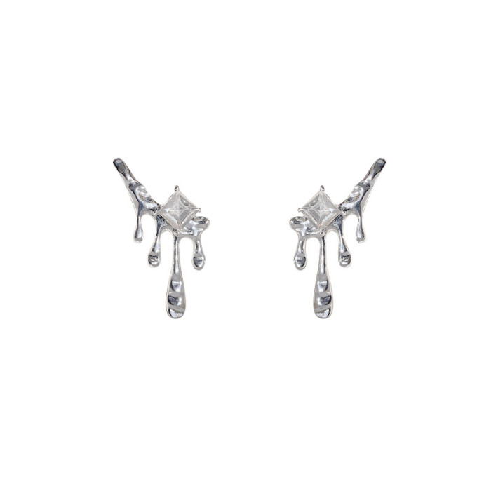 Irregular Liquid Lava Earrings Gothic Punk Butterfly Cherry Cross Metal Drops Earrings Jewelry Gift Ear Studs