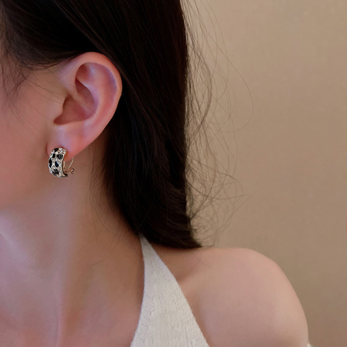 Women C Type Colorful Zircon 925 Sterling Silver Piercing Earrings Geometric Simplicity Fine Pendientes