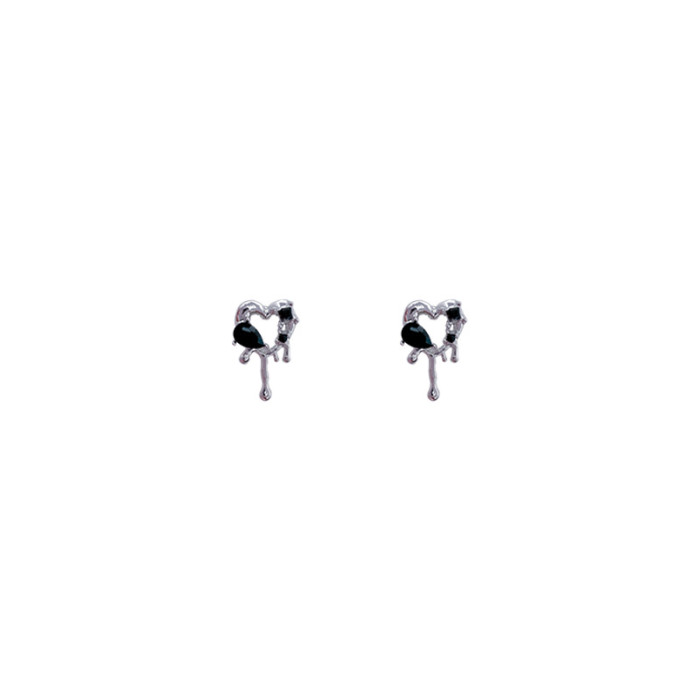Punk Black Liquid Heart Ear Clips Without Piercing Earrings For Women Fashion Party Jewelry Gift