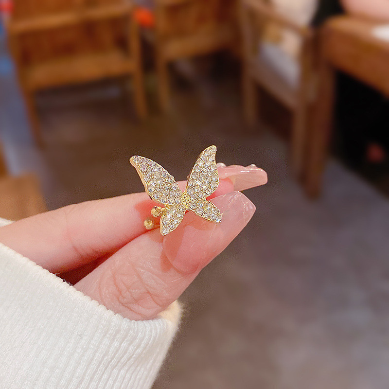 Korean Fashion Butterfly Ear Cuff Without Piercing Sparkling Zircon Women Clip Earrings Wedding Party Jewelry Ear Clips On