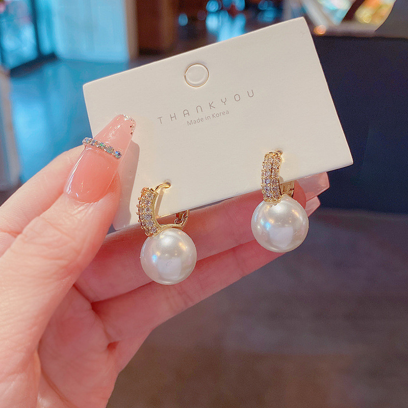 New Trend Korean Style Silver Color Simple Pearl Ear Clasp Hoop Earrings For Women Fine Elegance Jewelry Gifts