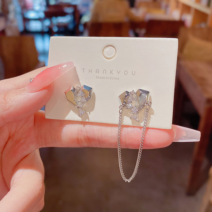 Fashion Irregular Heart Ear Cuff Clip Earring For Women Girl Tassel Hanging No Pierced Fake Cartilage Jewelry Gift