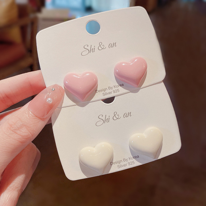 Cute Resin Sugar Color Heart Earrings for Women Colorful Candy Candy Color Kids Gifts