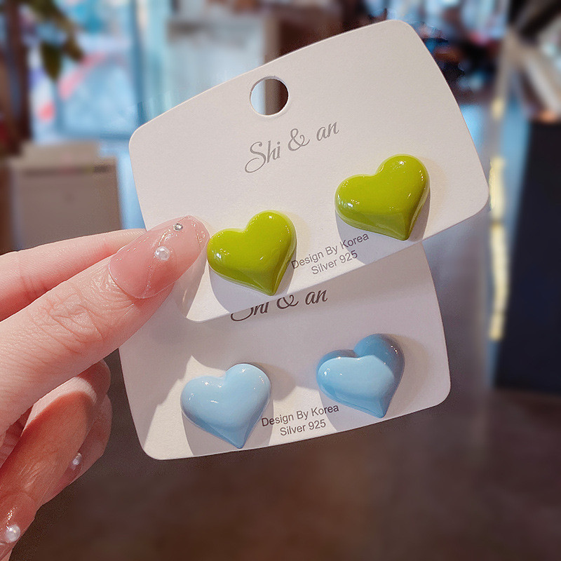 Cute Resin Sugar Color Heart Earrings for Women Colorful Candy Candy Color Kids Gifts